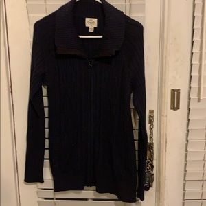 Black cable knit zip up sweater